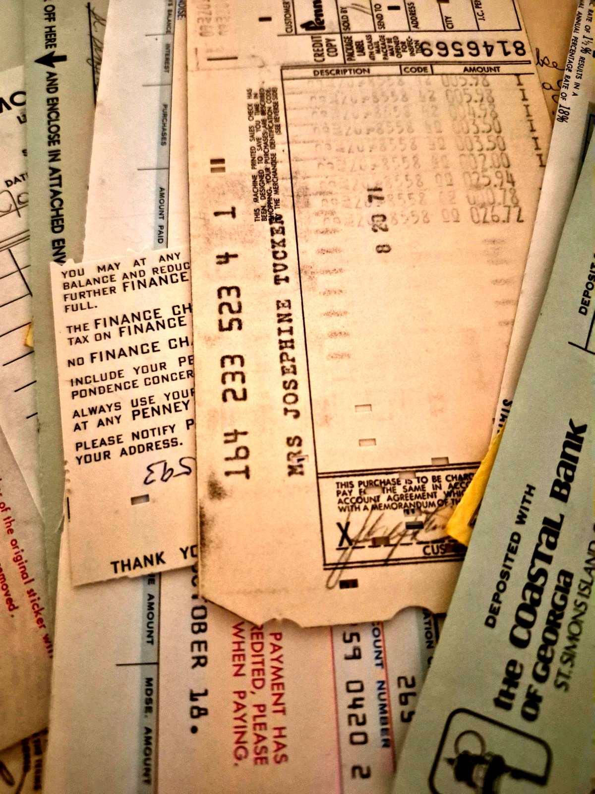 Vintage Receipts Paper Ephemera Old Handwriting 50s-70s Banking