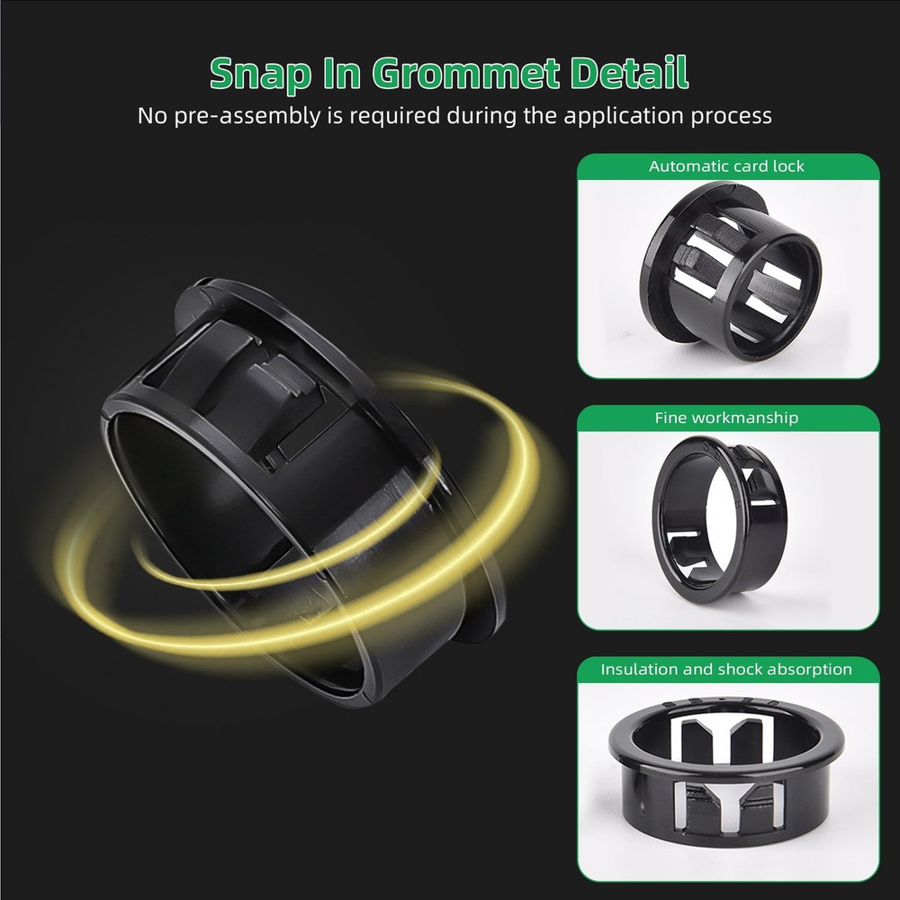 EASYEAH 2"(50mm) Black Snap-in Knockout Insulating Bushing SB-50, 2",