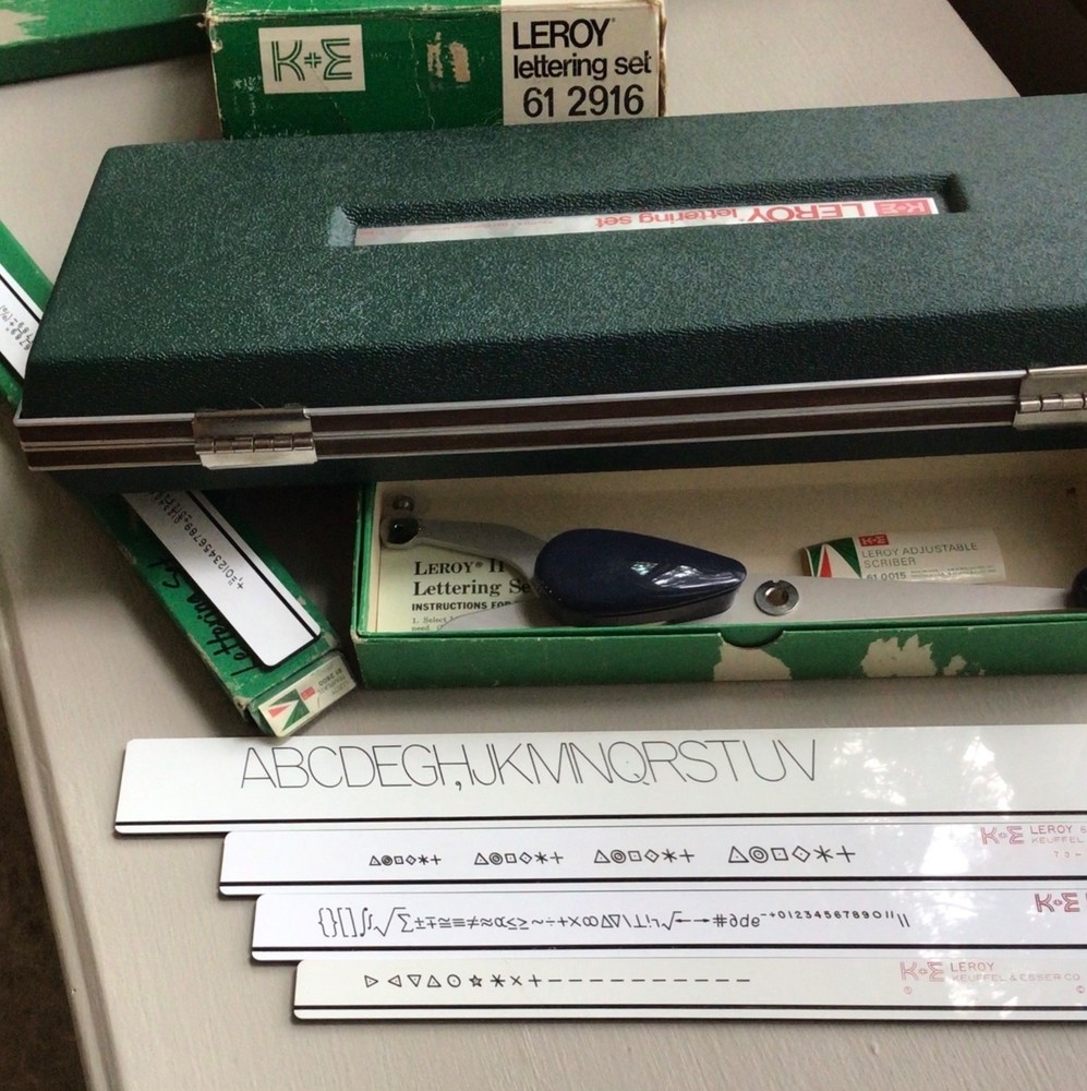 K & E LEROY II Vintage Lettering Set, Engineering, Drafting Tools, Plus Extras!
