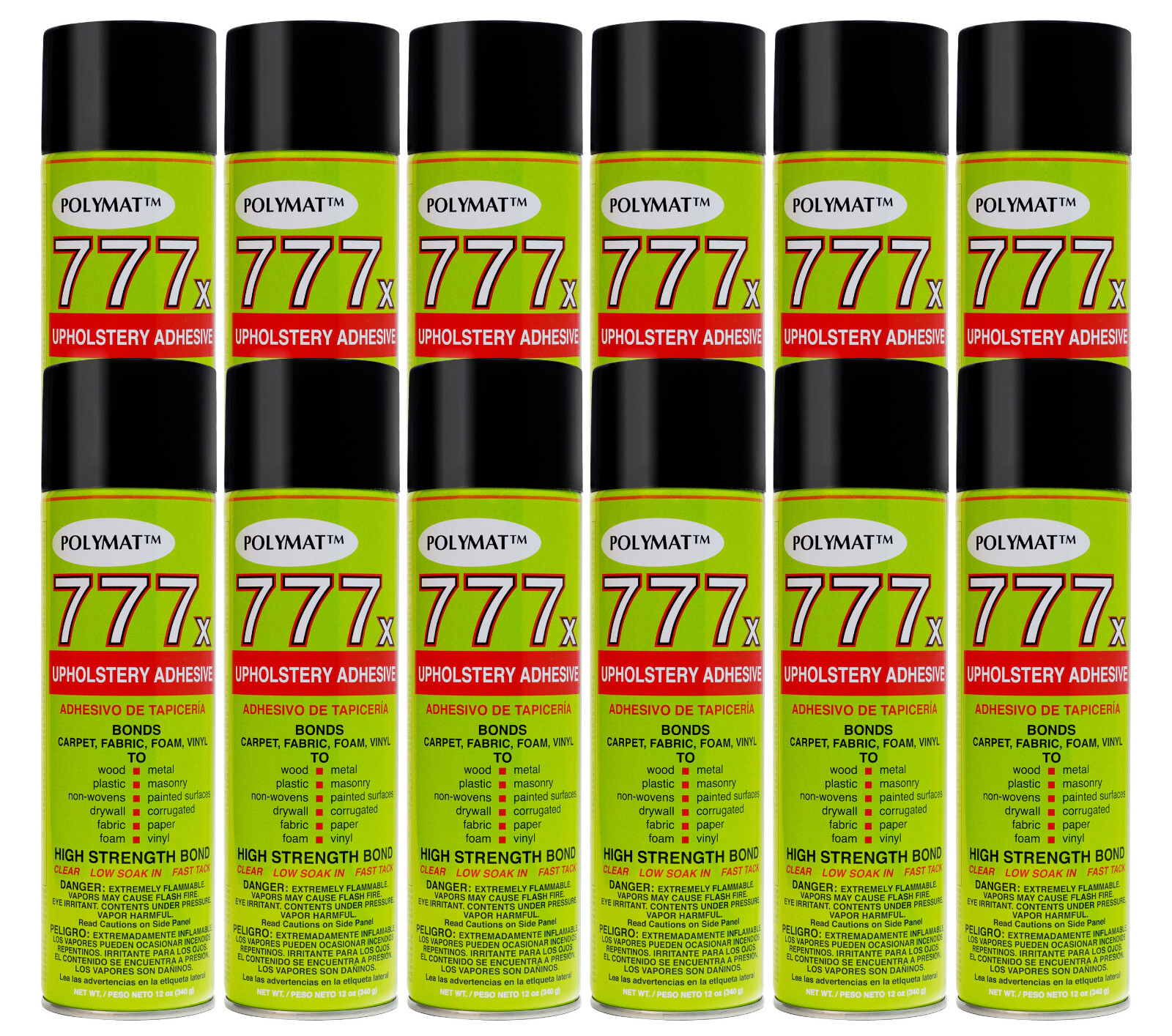 (12) 12oz Glue Cans Polymat 777 Industrial Spray Adhesive for AUTO UPHOLSTERIES