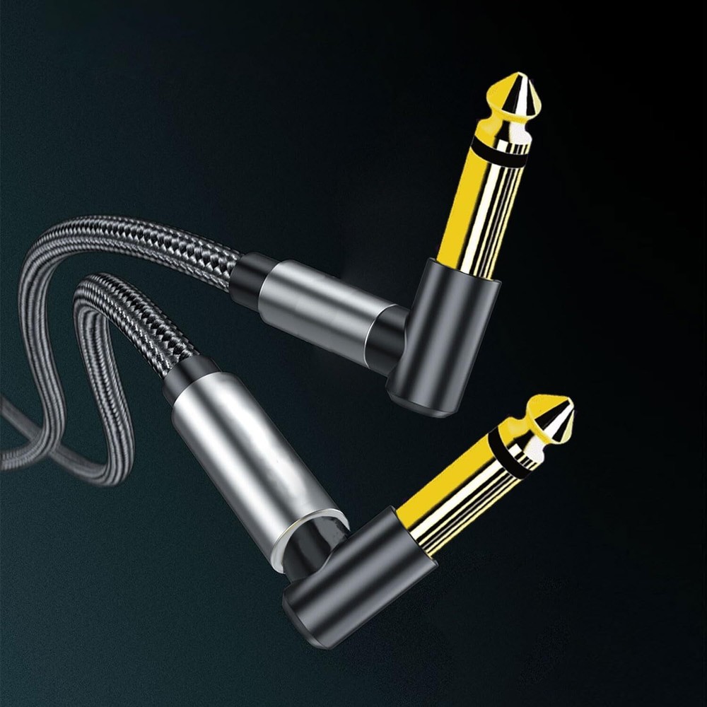 6.5mm Right-Angle Guitar Audio Cable Low Noise Shielded Extension 3m
