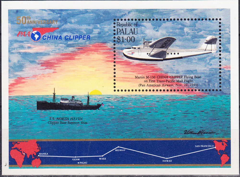 W PALAU 94 1ST TRANS-PACIFIC MAIL FLIGHT
