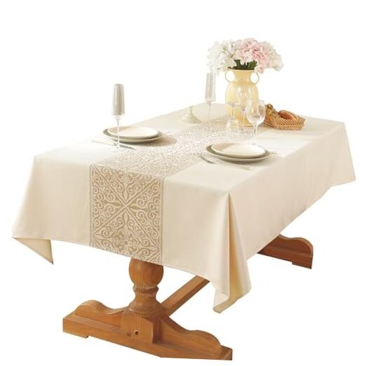 Linen Tablecloths for Rectangle Tables,About 102" x 55" (Rectangular) Beige Nel