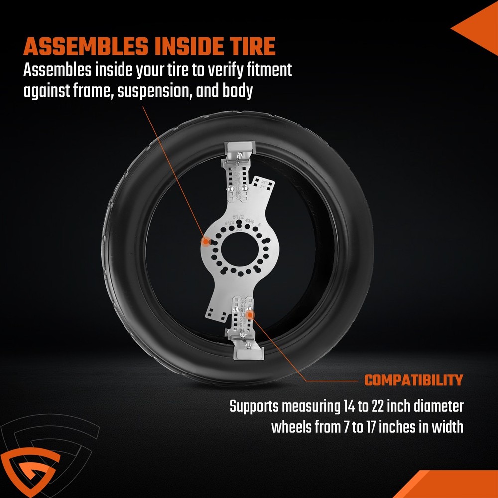 Wheel Fitment Testing Tool New 14"-20" 5-Lug Pattern Silver