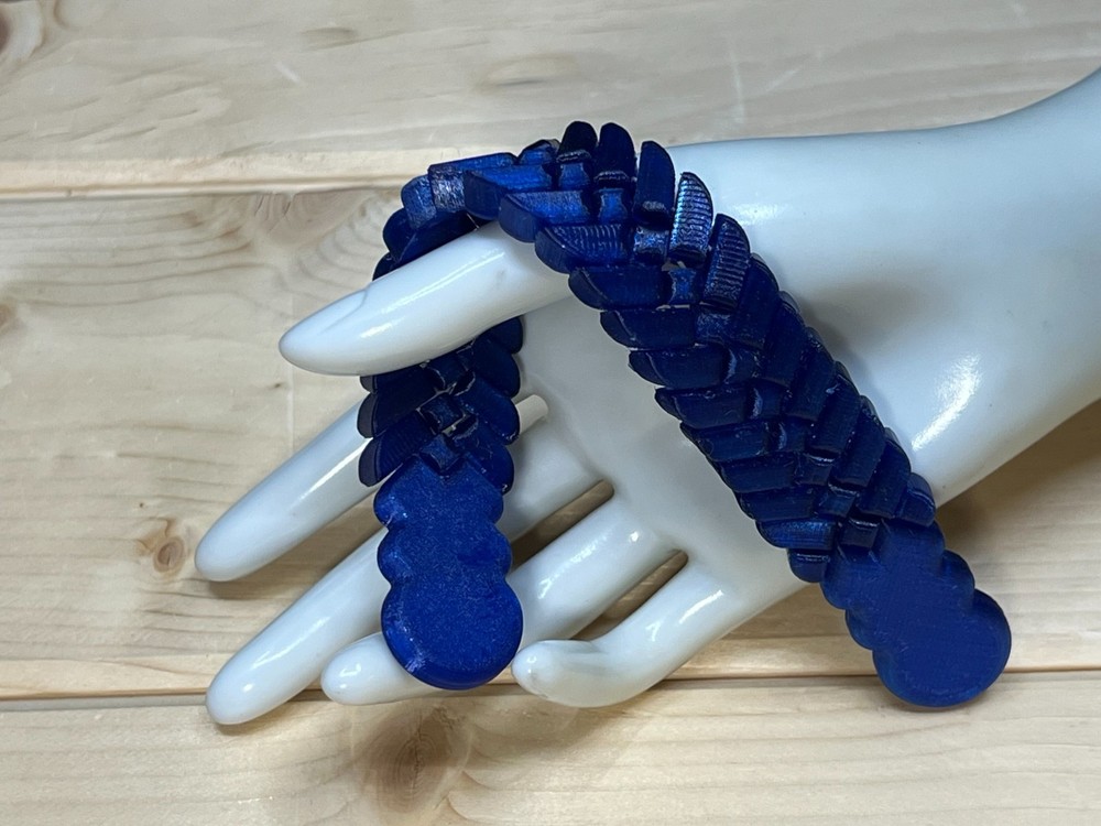 Blue snake skin texture Chotki handmade 3D printed Size 21 cm 31 gram