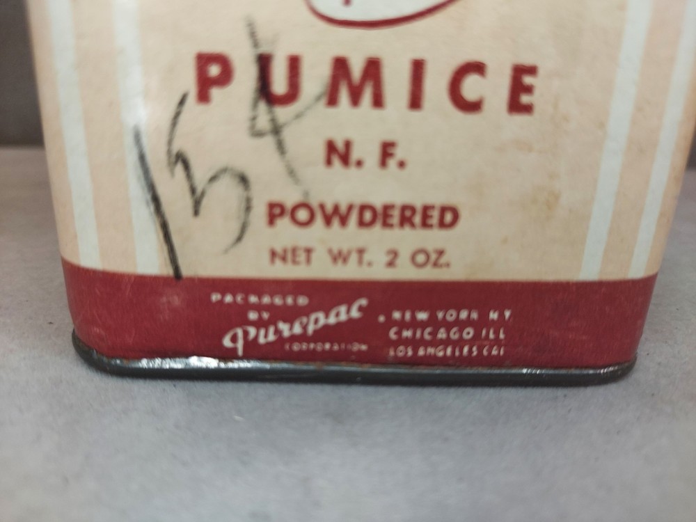 Vintage Tin Purepac 2oz Tin Powered Pumice