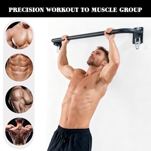 Wall Mounted Pull Up Bar, Door Frame Pull Up Bar for Home Gym, Black-JY