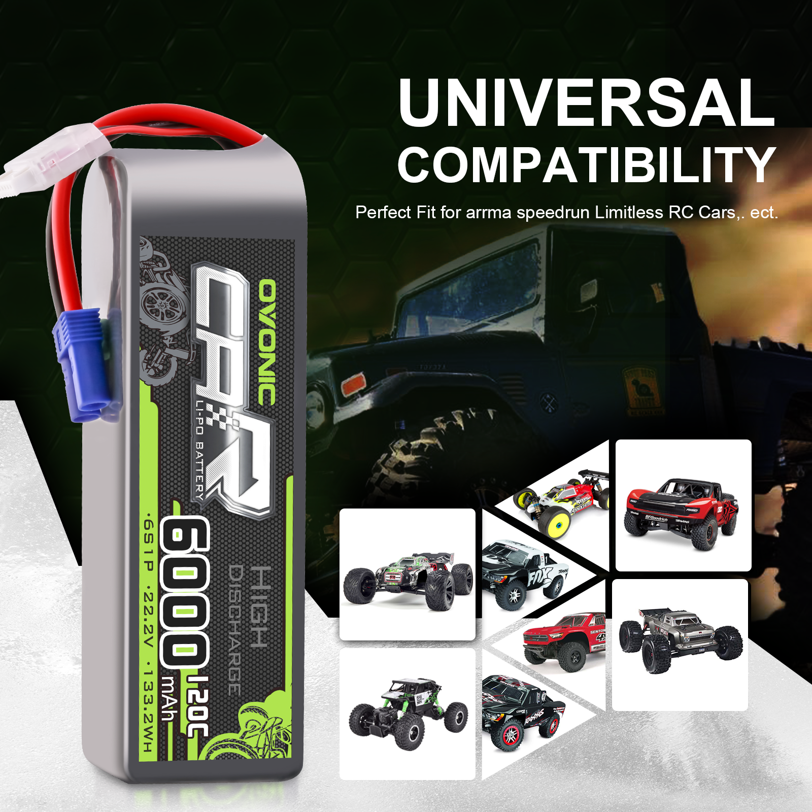 2x Ovonic 22.2V 120C 6S 6000mAh Lipo Battery EC5 for RC Car Truck Heli Jet Boat