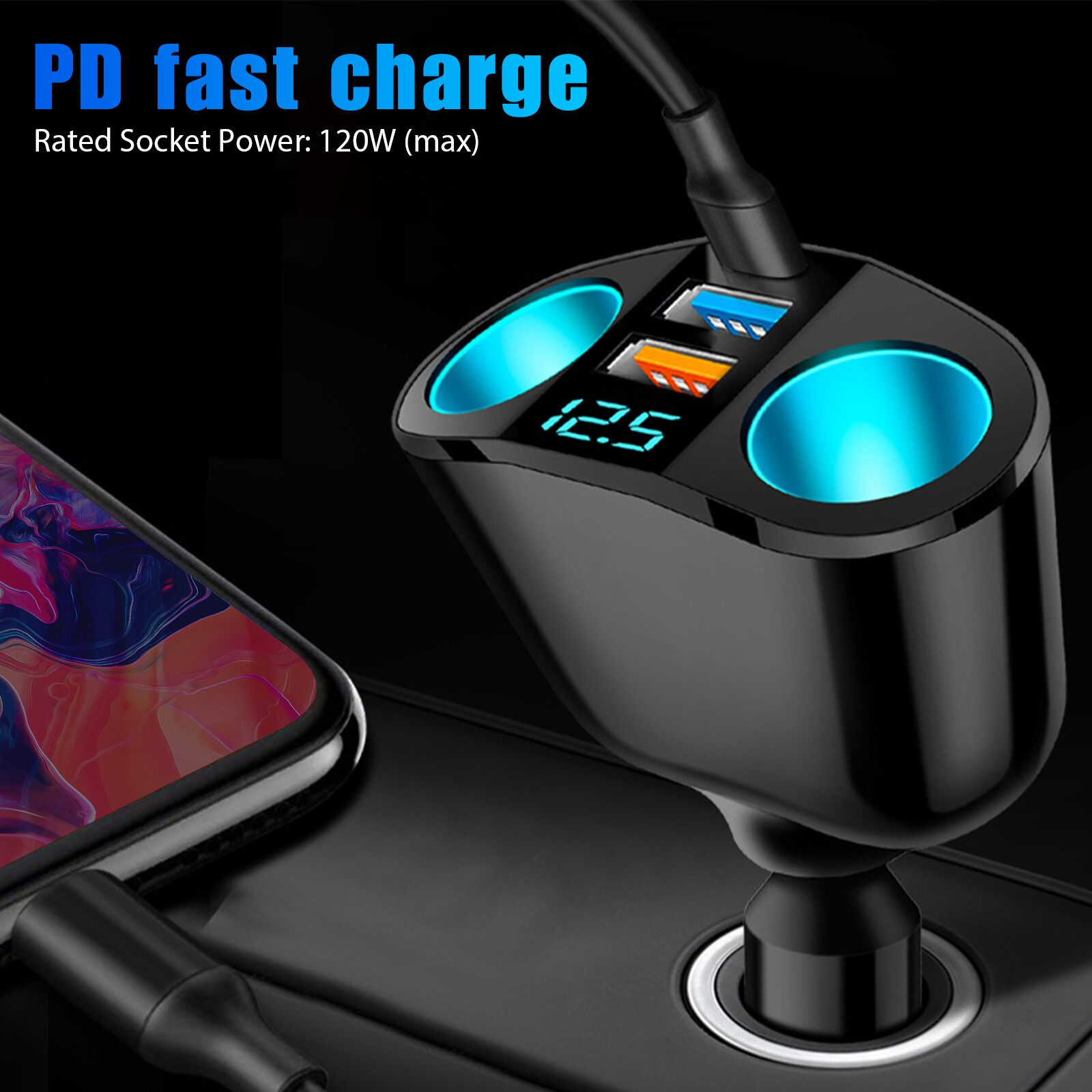 Dual USB Car Cigarette Lighter Socket Splitter Power Adapter Charger Outlet lot