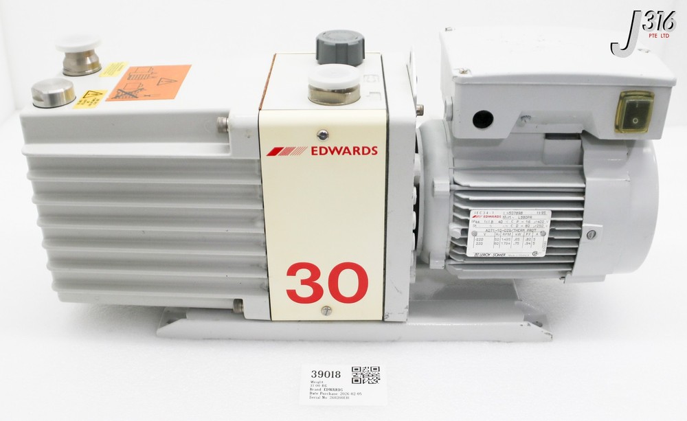 39018 EDWARDS ROTARY VANE VACUUM PUMP E2M30