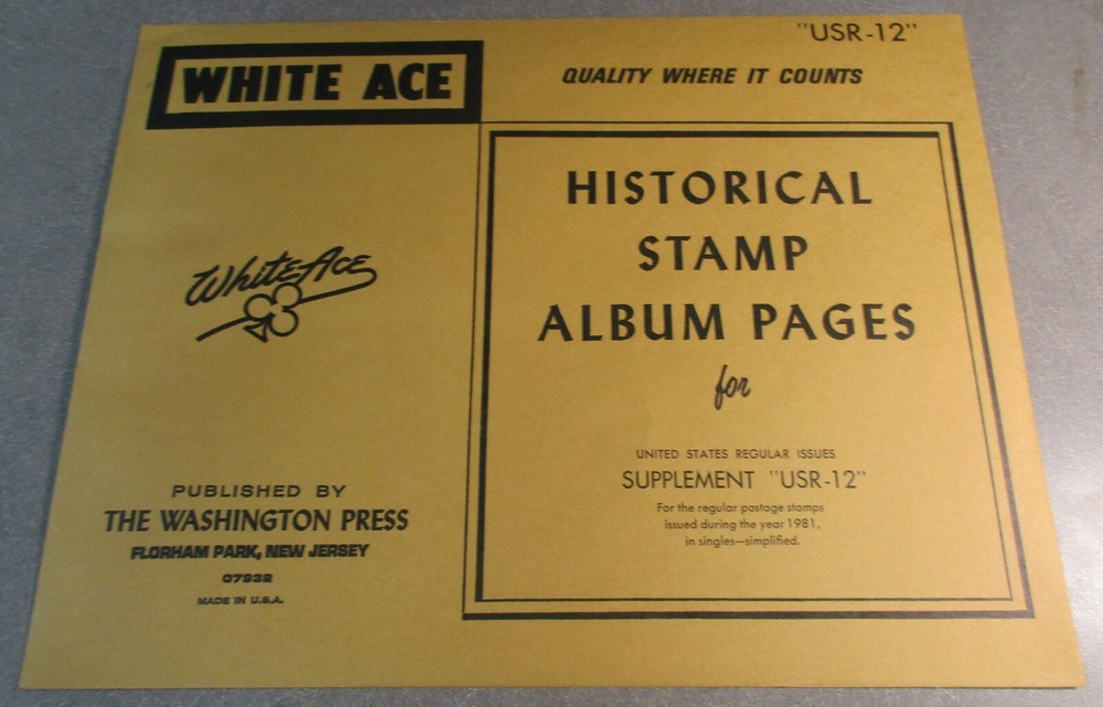 WHITEACE USR-12 HISTORICAL STAMP ALBUM PAGES STAMPS RELEASED 1981 W/FREE SHP.