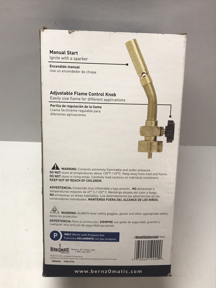 BernzOmatic Ul100 with Fat Boy - Solid Brass Torch Kit - 20% More Propane