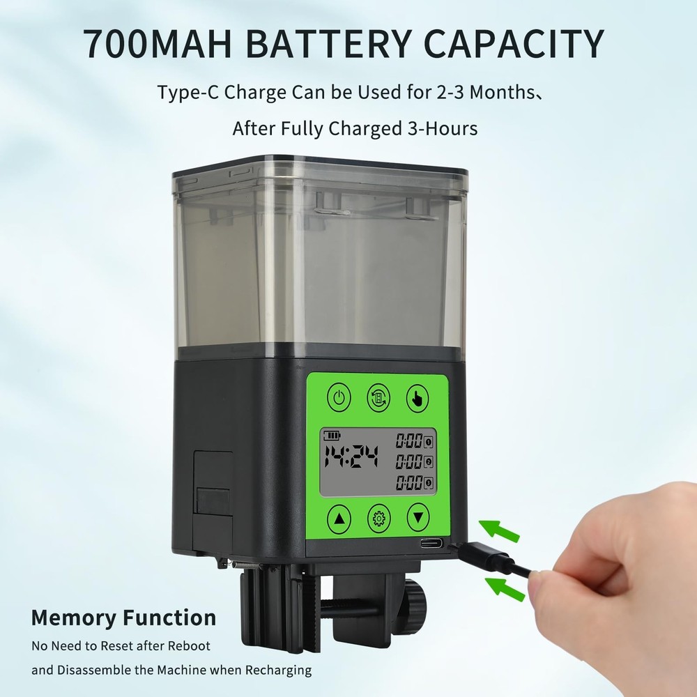 Automatic Fish Feeder for Aquarium with Timer, LCD Display 320ML Large Capaci...