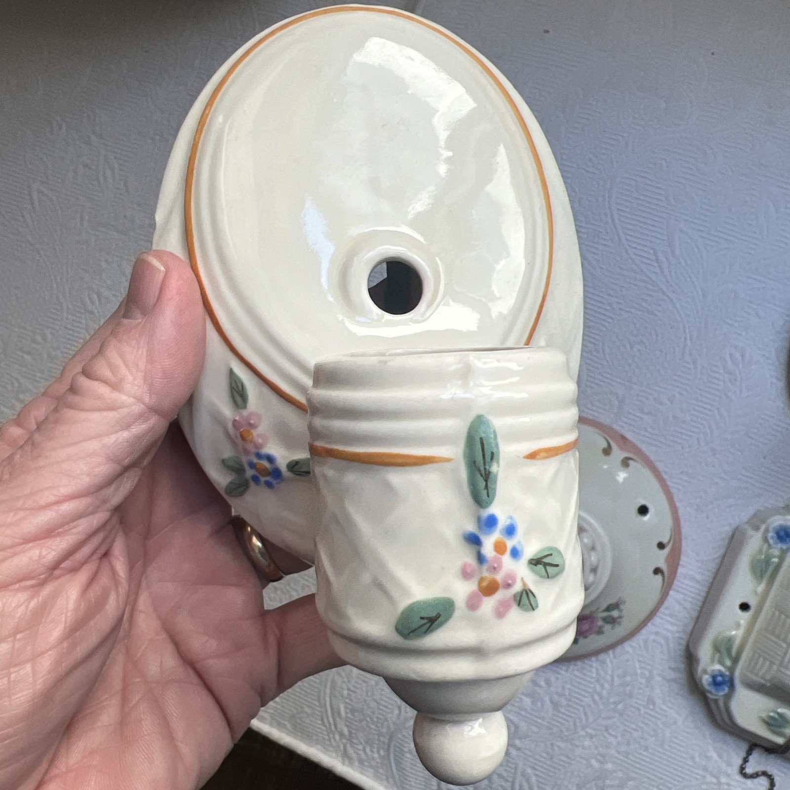 4 Antique Wall Light Sconce & Fixtures - 1 Porcelier #7H