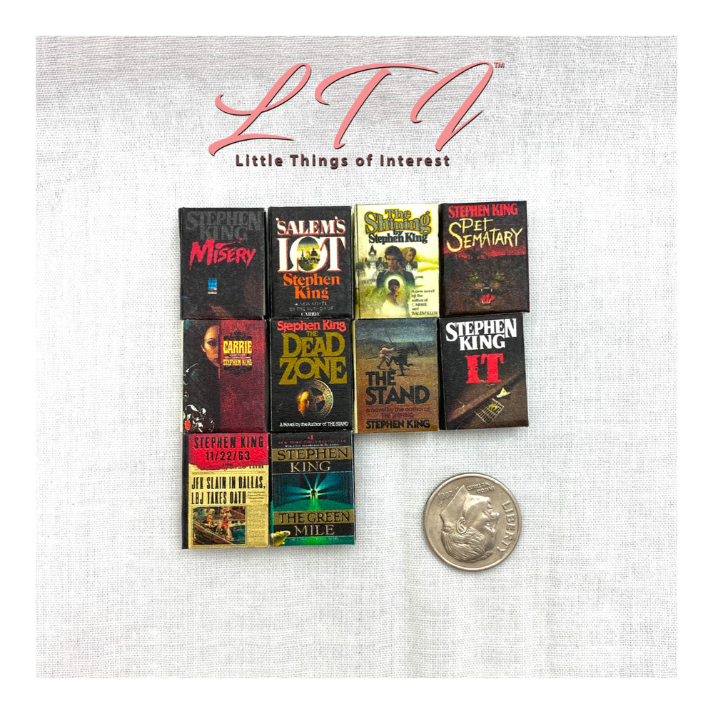 Kit STEPHEN KING BOOK SET 10 Pc Kit Instruction Tutorial Miniature 1:12 Scale