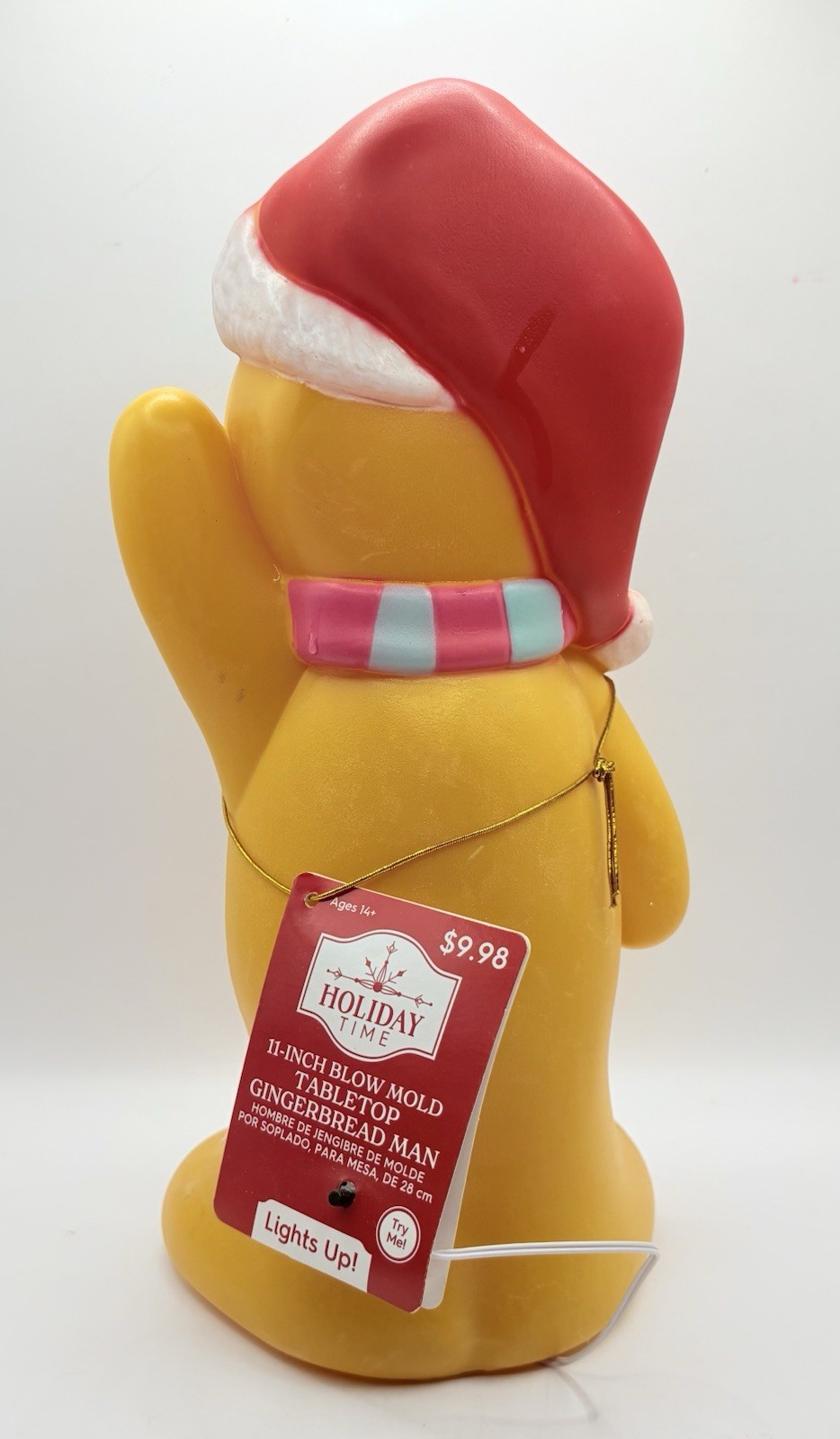 Holiday Time Gingerbread Blow Mold Tabletop Santa Hat And Candy