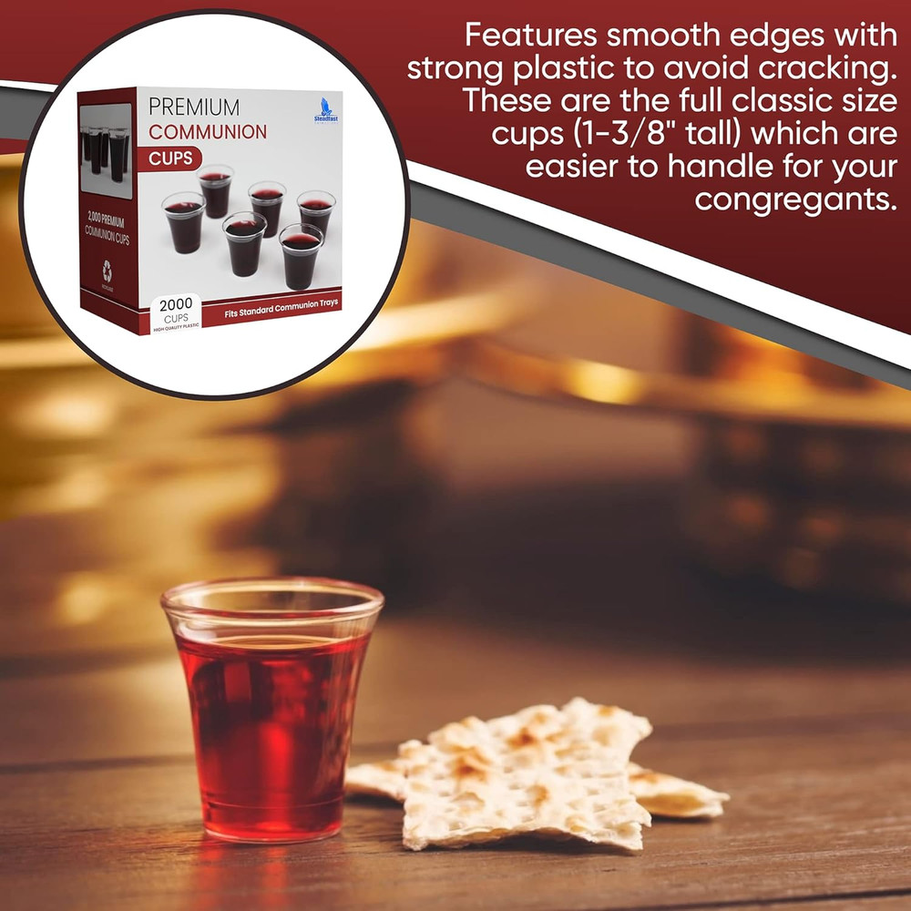 2000 Count Disposable Communion Cups Recyclable Plastic Standard Trays Bulk