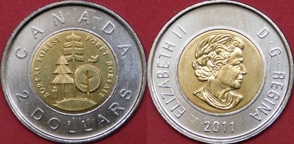 Brilliant Uncirculated 2011 Canada Forest 2 Dollars From Mint's Roll