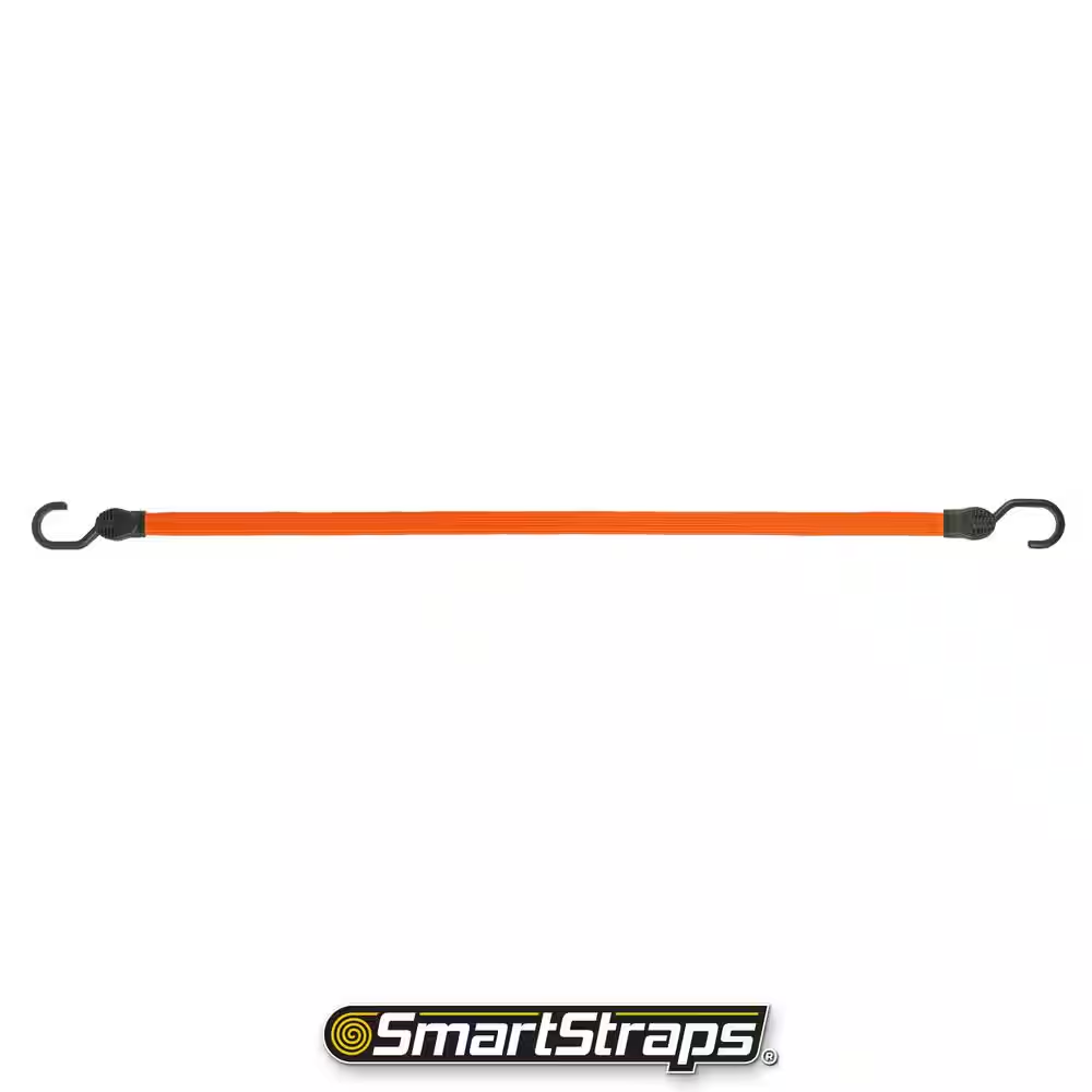 36 In. Orange Flat Strap Bungee Cord with Hooks - 2 Pack