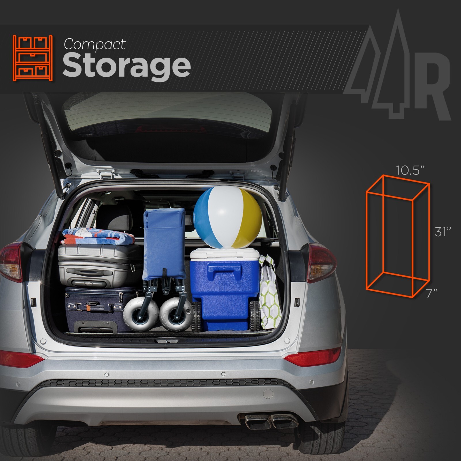 Beach Wagon With Big Wheels For Sand, Collapsible Folding Beach Cart