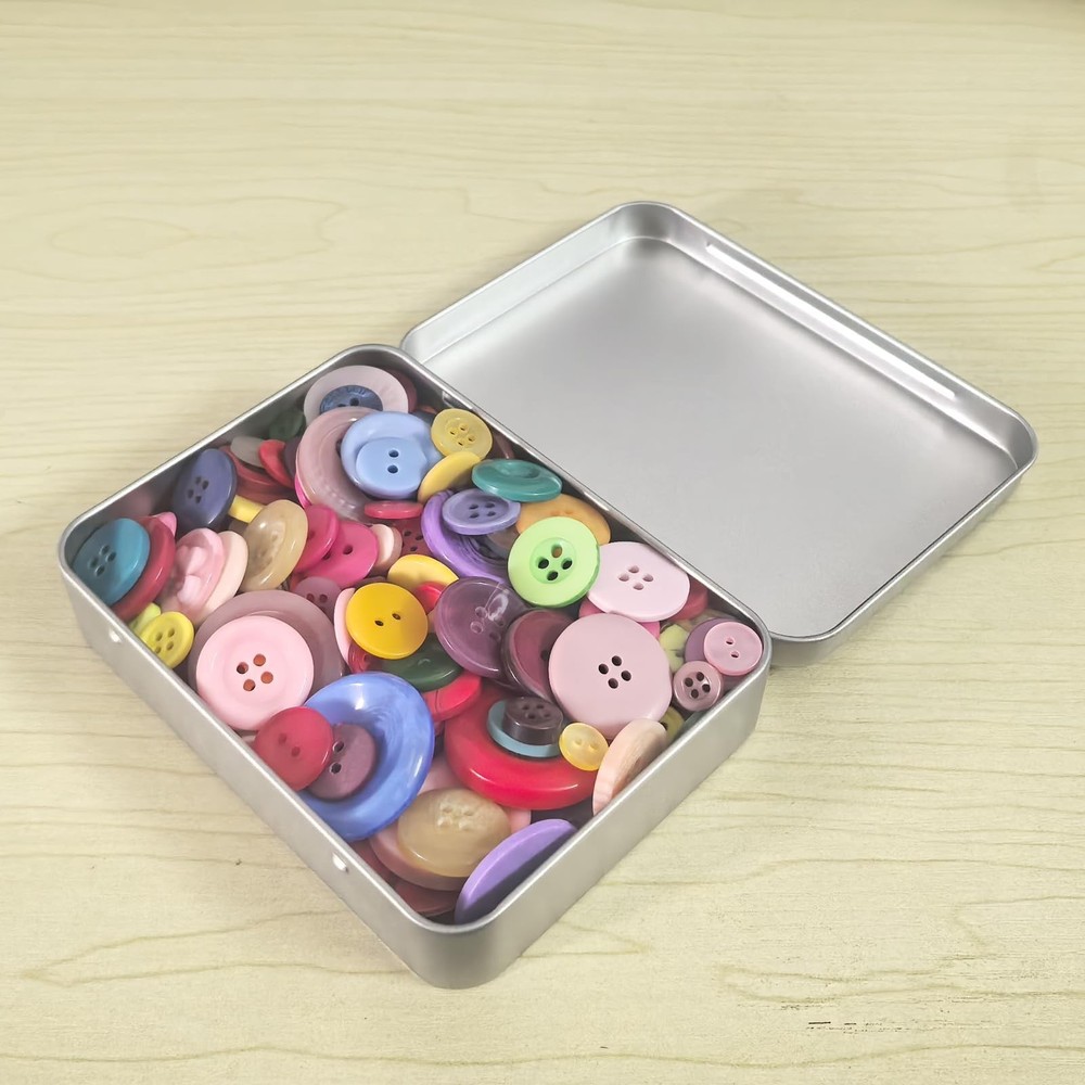 12 Pieces Rectangular Metal Empty Hinged Tins Containers Basic Necessities Ho...
