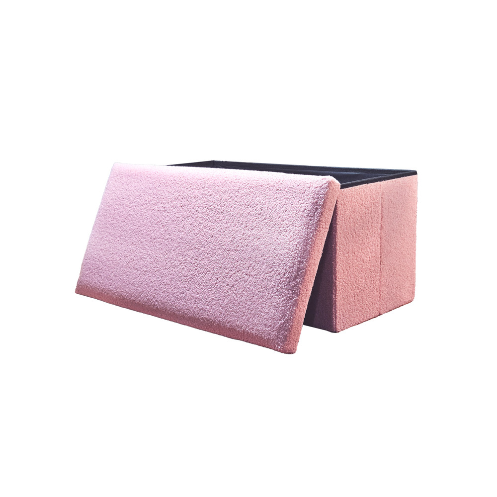 Go-Poufs Knock-Down Rectangular Plush Storage Ottoman | Pink | 30"x15"x15"