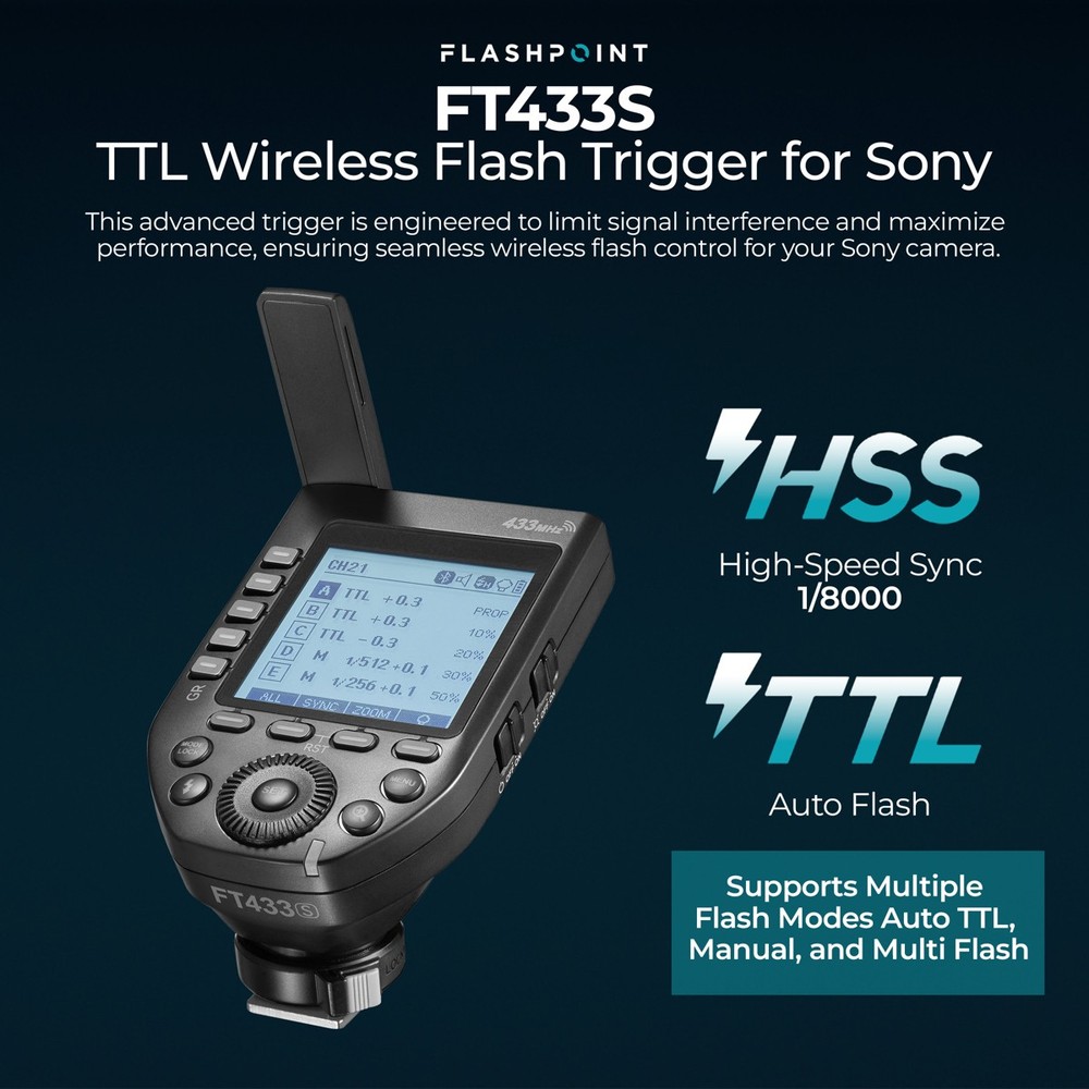 Flashpoint FT433S TTL Wireless Flash Trigger for Sony, Godox FT433S