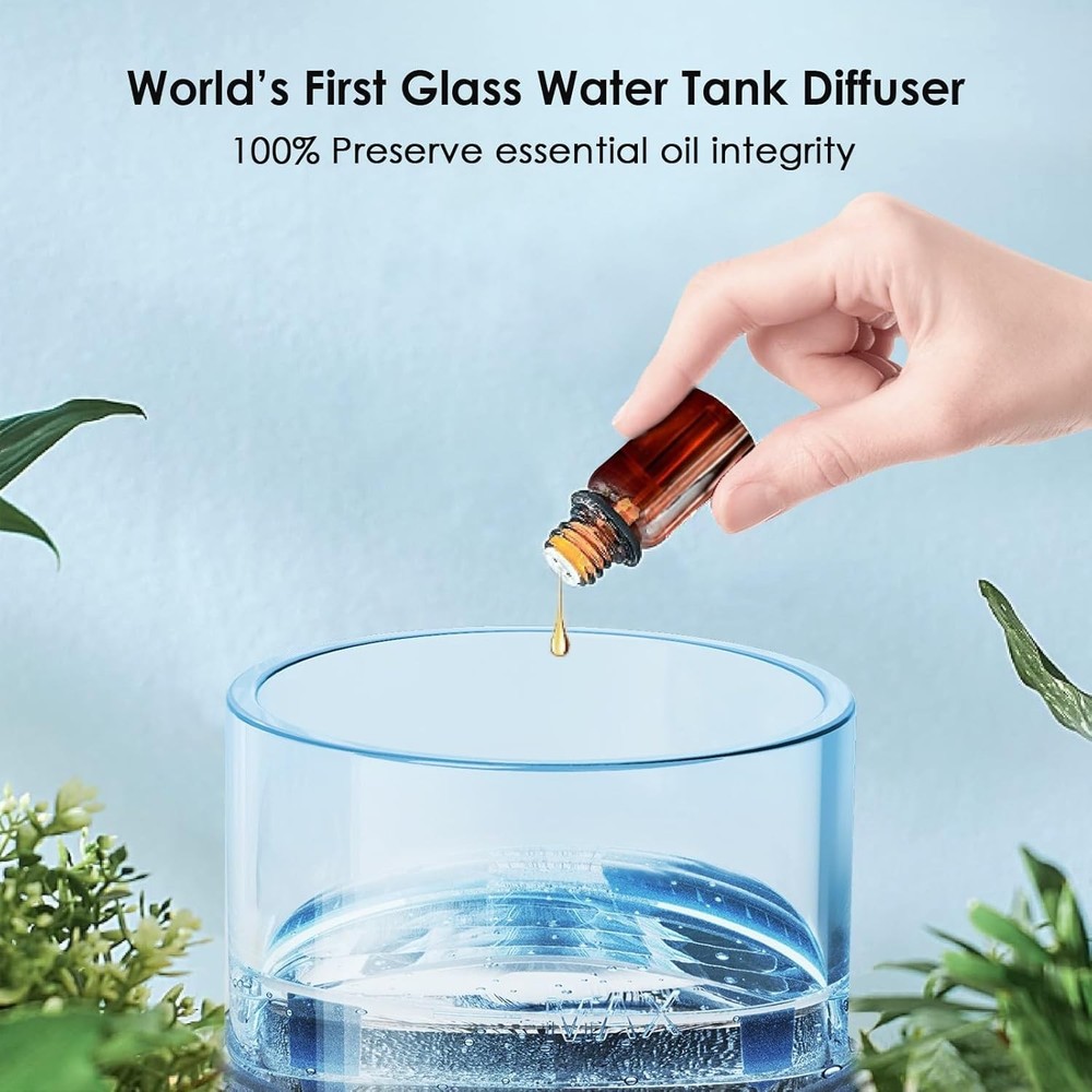 Glass Essential Oil Diffuser, 80ML Small Reservoir Transparent