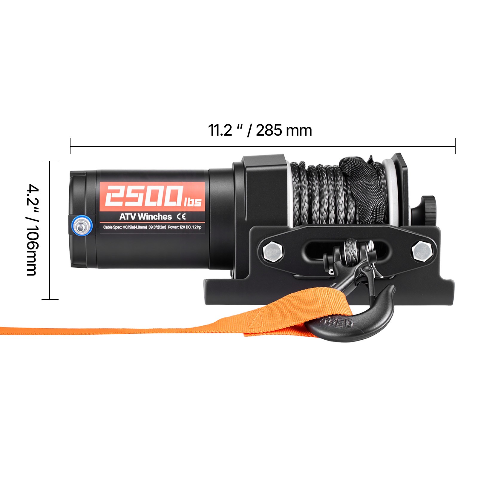 Uimoso 2500 lbs 12V Electric Winch with Synthetic Rope and Wired Remote Control