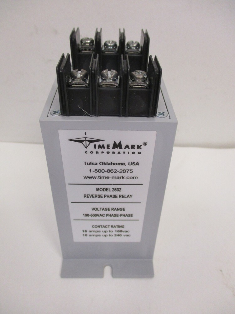 TIME MARK CORP REVERSE PHASE RELAY, MODEL 2532 VOLTAGE RANGE 190-500VAC PHASE-P
