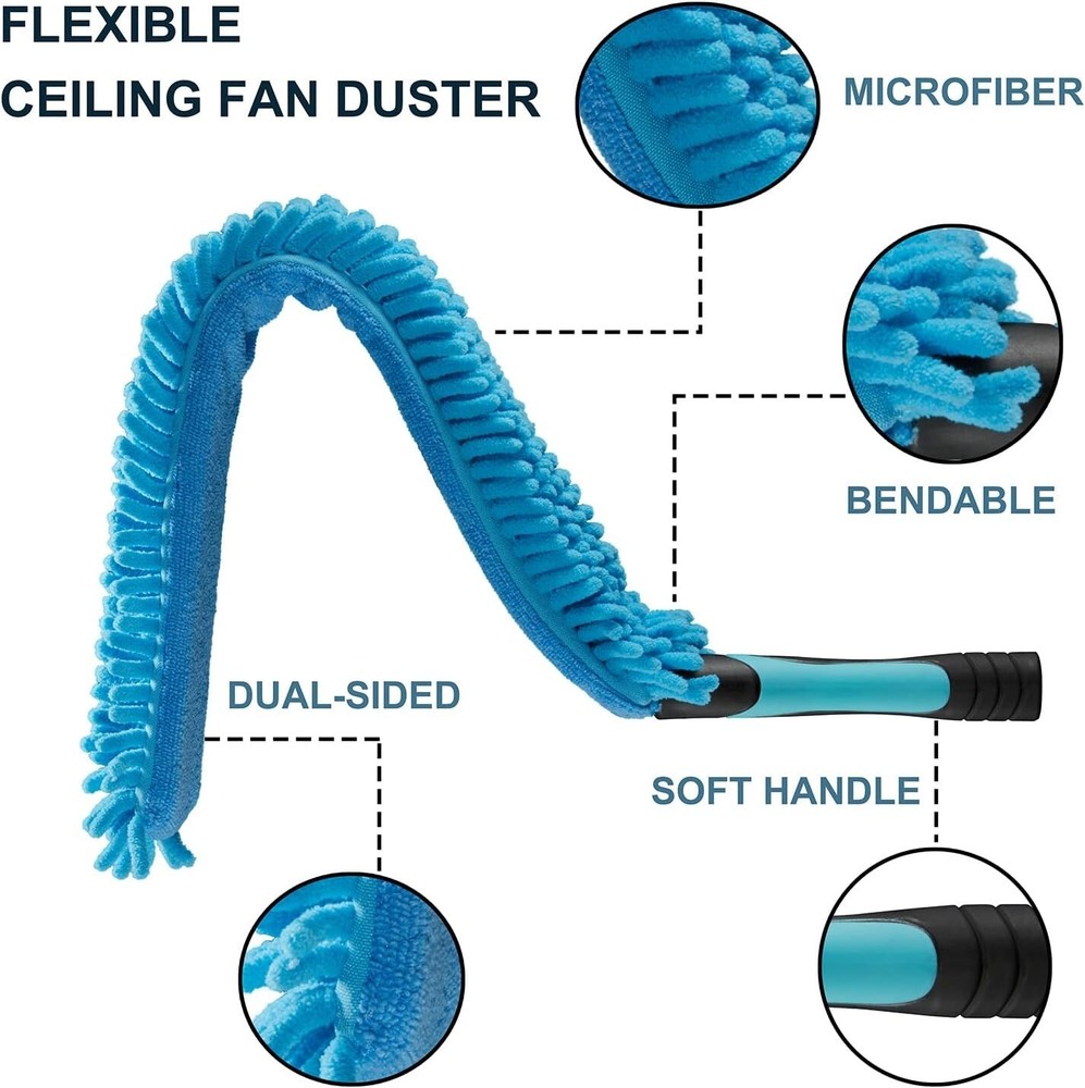 Flexible High Ceiling Cleaning Kit with Extendable Aluminum Duster for Home Use