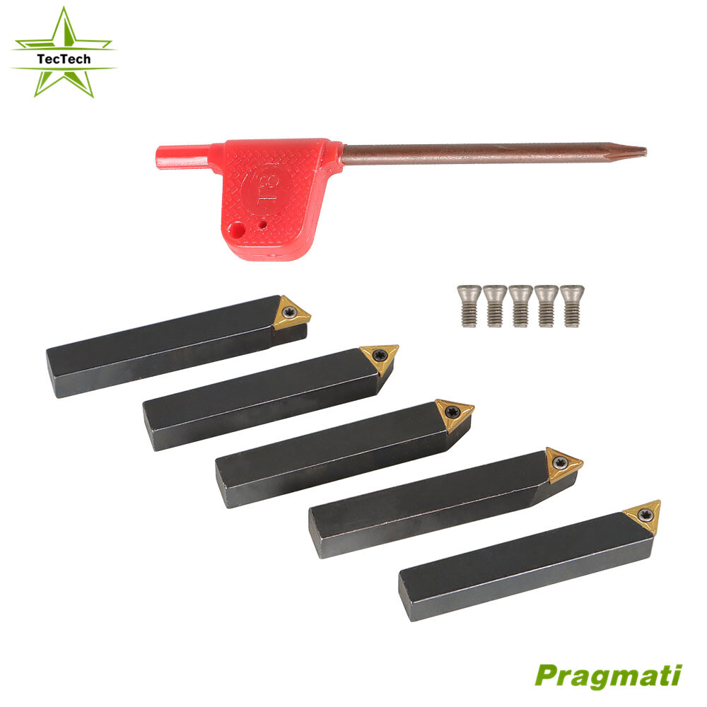 5Pcs 3/8Inch Lathe Indexable Carbide Insert + Turning Tooling Bit Holder Set