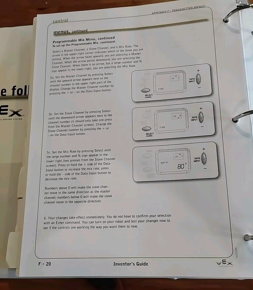 VEX Robotics Design System Inventors Guide Manual Book Binder With Path Map