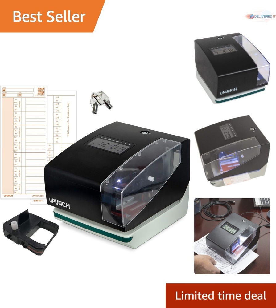 Digital Time Clock Plastic Compact System for Employee Tracking & Stamping