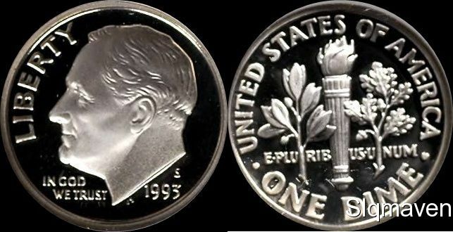 1993 S 90% Silver Roosevelt Dime Deep Cameo Gem Proof