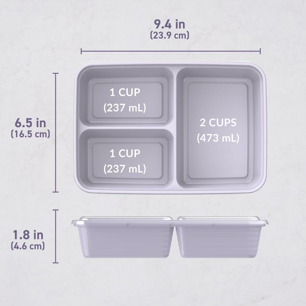 Bentgo Prep 3-Compartment Meal Prep Containers with Lids