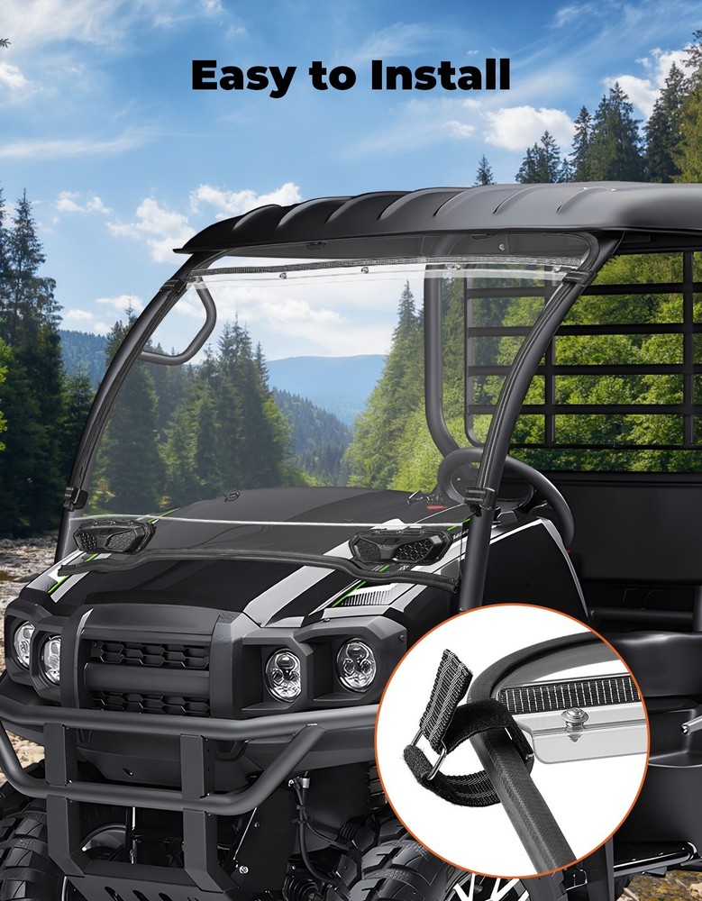 Front Vented Full Windshield Window Scratch Resistant For Kawasaki Mule SX 17-25