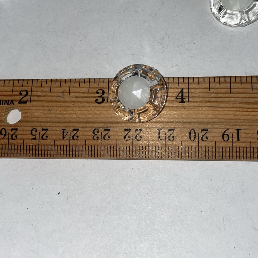 5 Plastic Clear Plastic & White Buttons Snap Together 3/4”