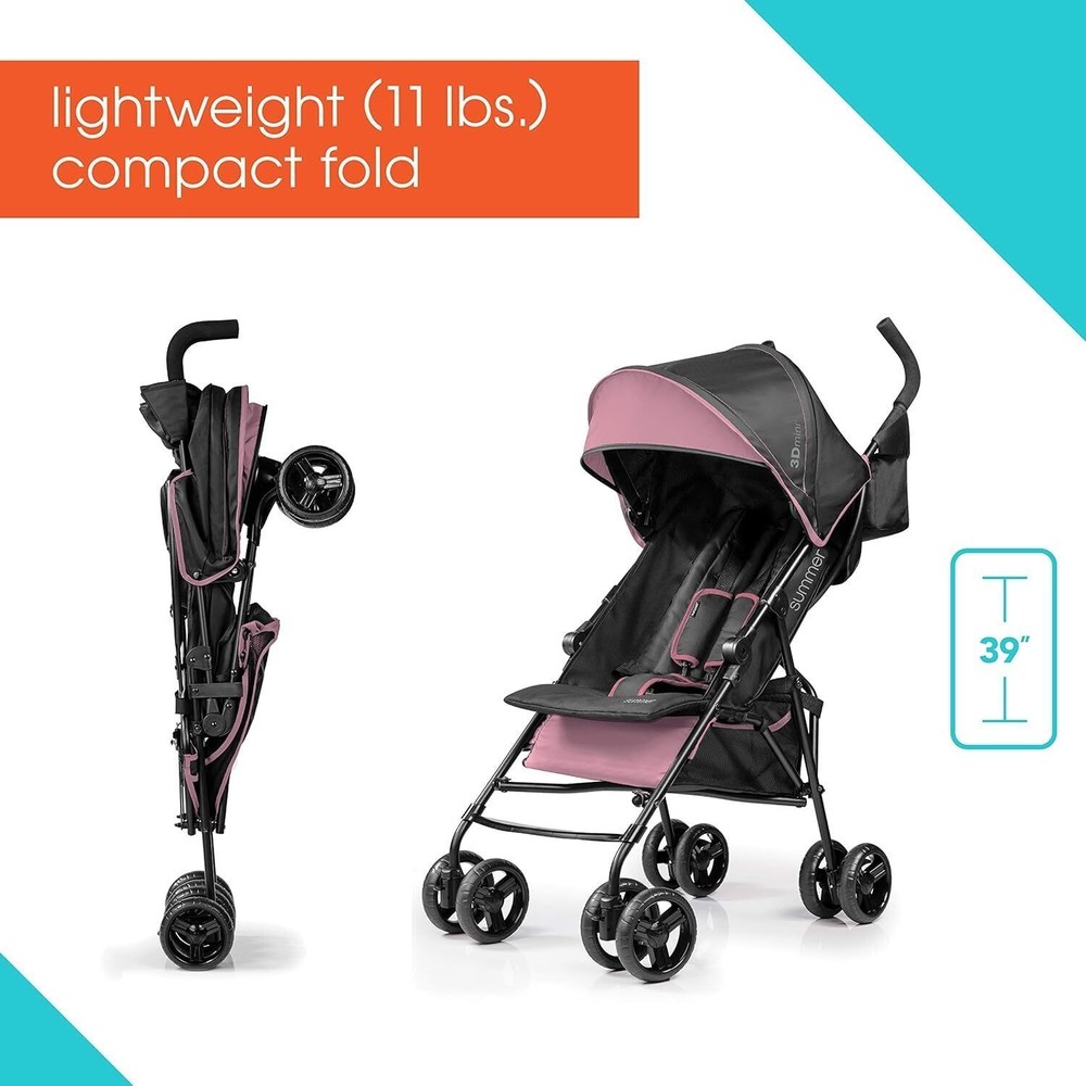 3Dmini Portable Stroller Lightweight Stroller w/Multi-Position Recline Durable