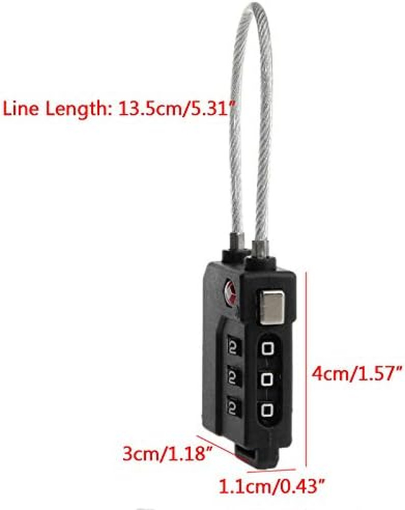 TSA Lock Security 3 Digit Combination Suitcase Luggage Bag Code Lock Padlock (Bl
