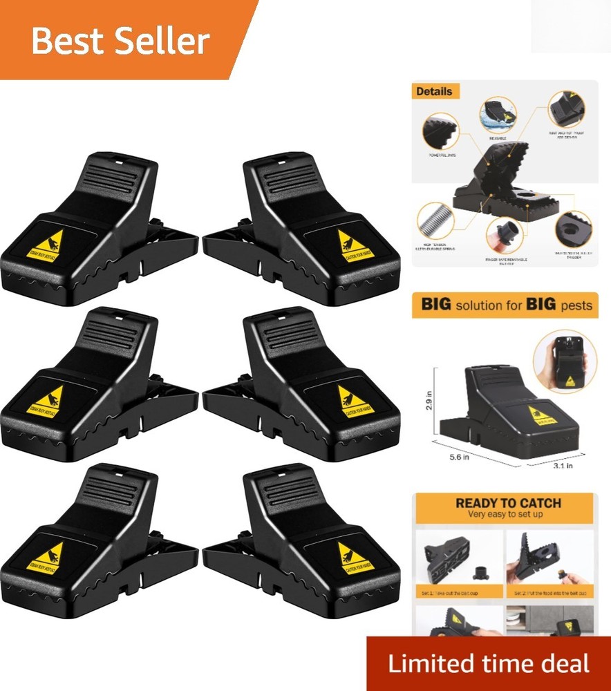 Reusable Large Mouse Traps - Easy Setup 6 Pack for Quick Rodent Elimination