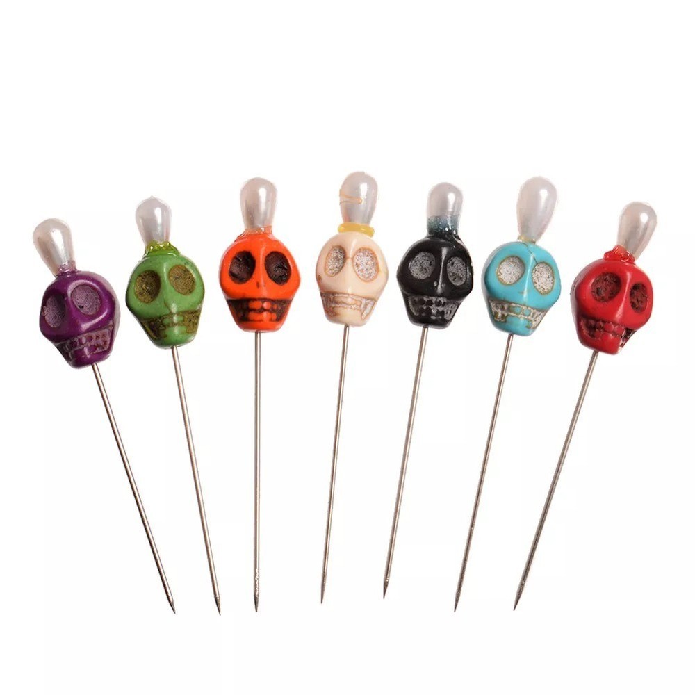 1set Skull Head Pattern Pins Evil Voodoo Curse Needles Voodoo Doll Accessories