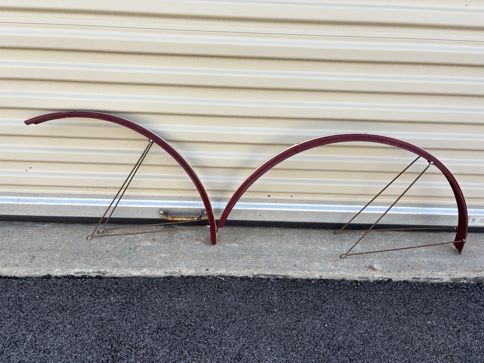 ANTIQUE 1900'S CIRCA 28" REPAINTED MOTORBIKE FRONT AND REAR FENDER SET