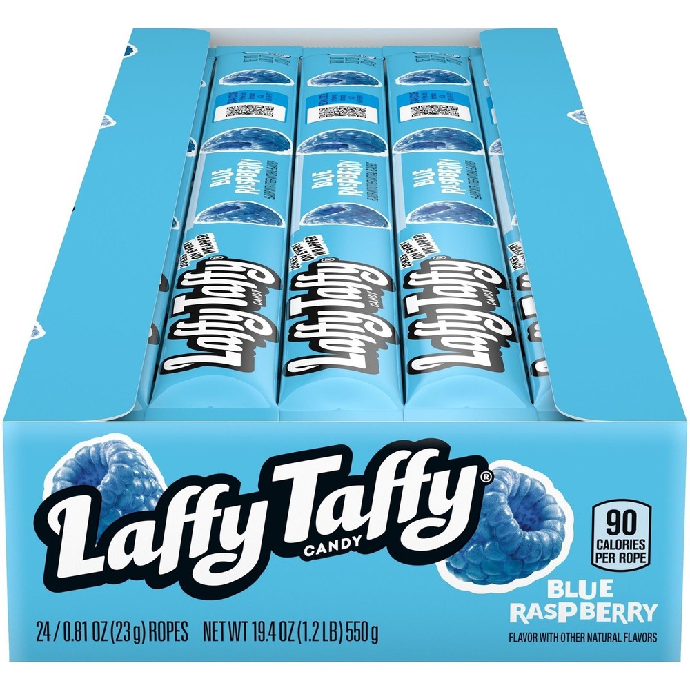 Blue Raspberry Taffy Rope Candy, 24 Pack, Taffy Candy, Individually Wrapped,...