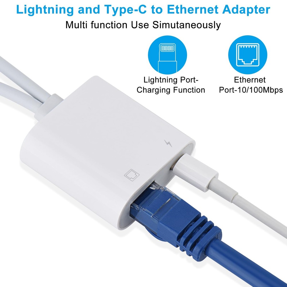 Lightning and USB C, C to Ethernet Adapter