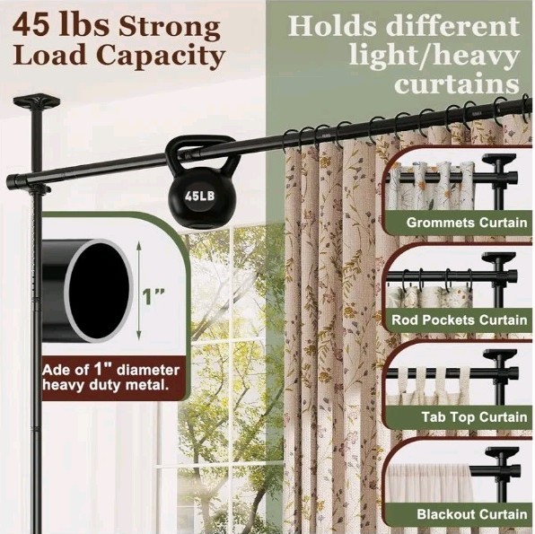 Goovilla Room Divider for Room Separation, Tension Curtain Rods No Drilling,...