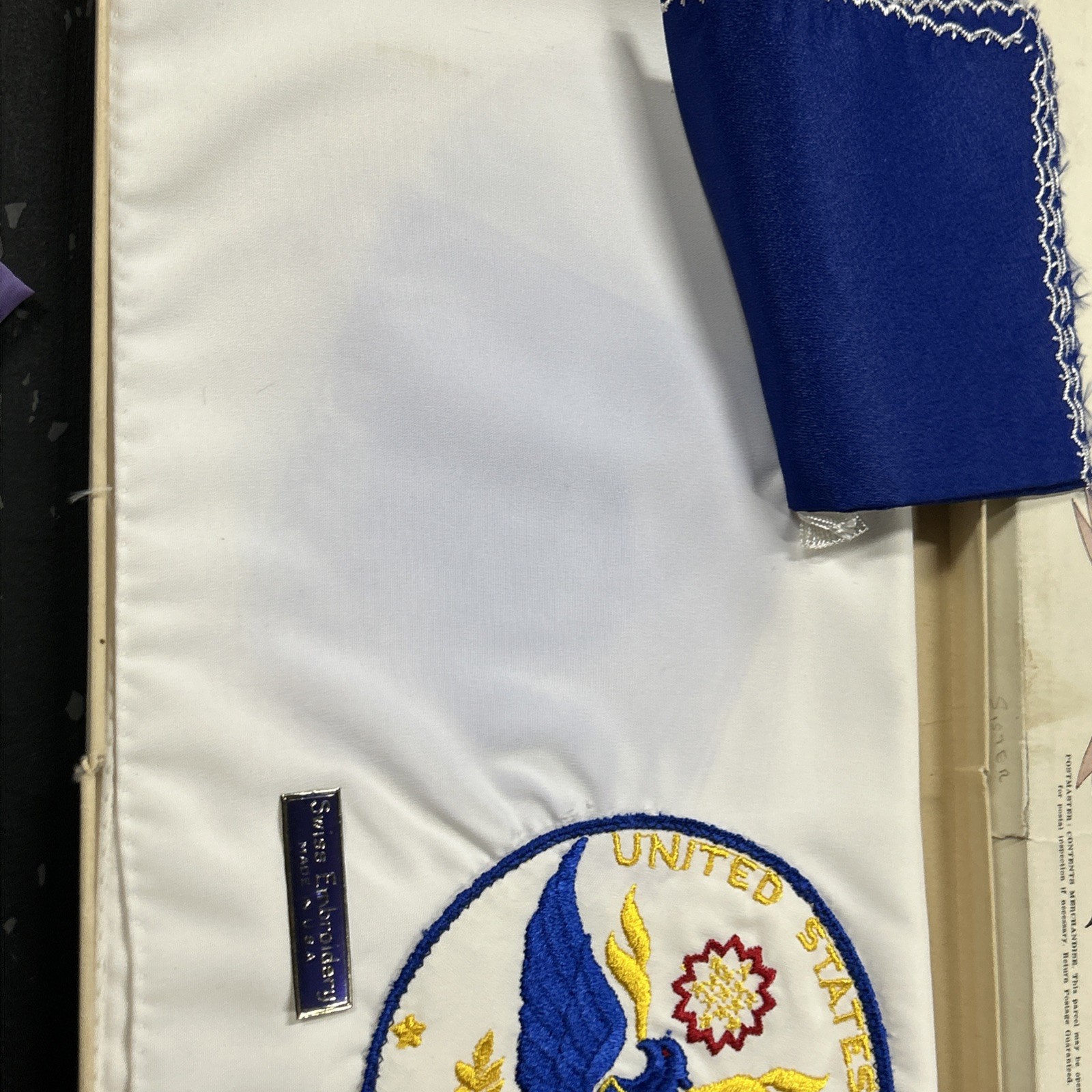 WWII U.S. Army Victory Scarf & Handkerchief Sister Wife Cameo Box Embroidered