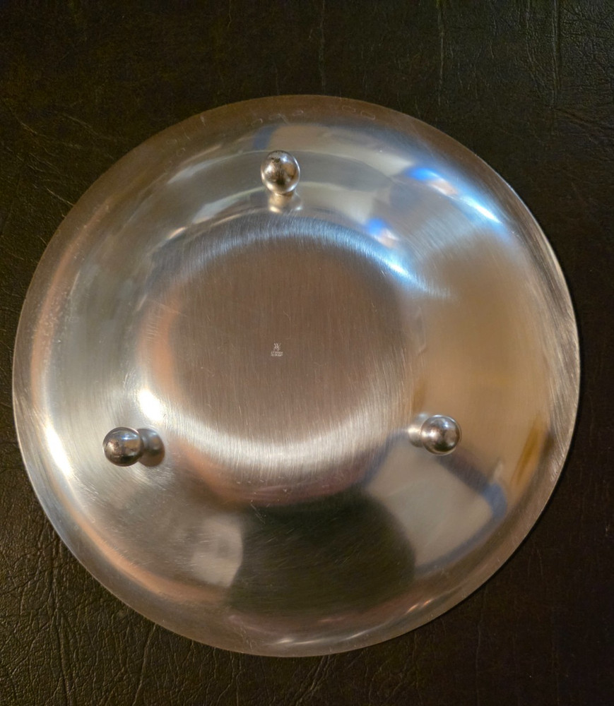 Vintage WMF EP Brass Germany Small Footed Candy Dish/Bowl Brushed Silver Plated