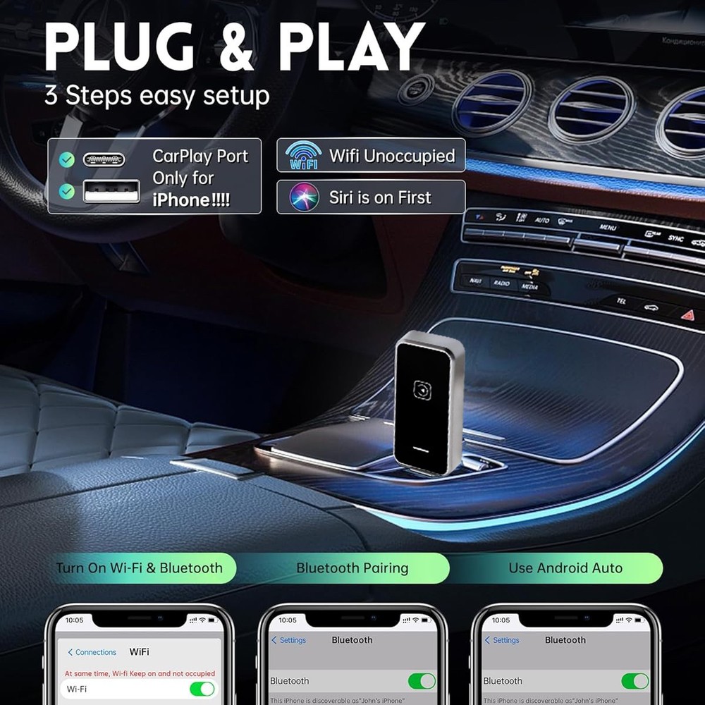 USB Wireless CarPlay For iPhone Android Wireless Carplay Dongle Plug Play