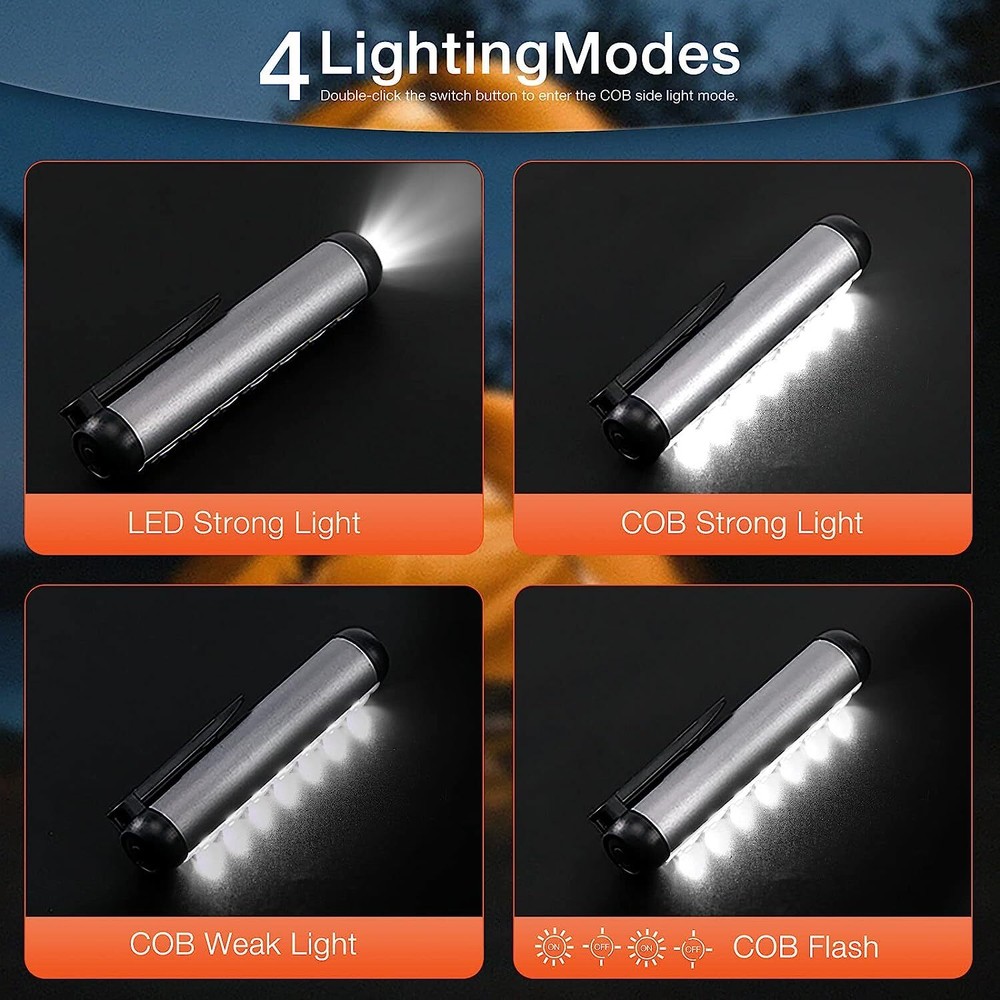 Rechargeable COB LED Flashlight Work Light Magnetic Super Bright Torch Penlight
